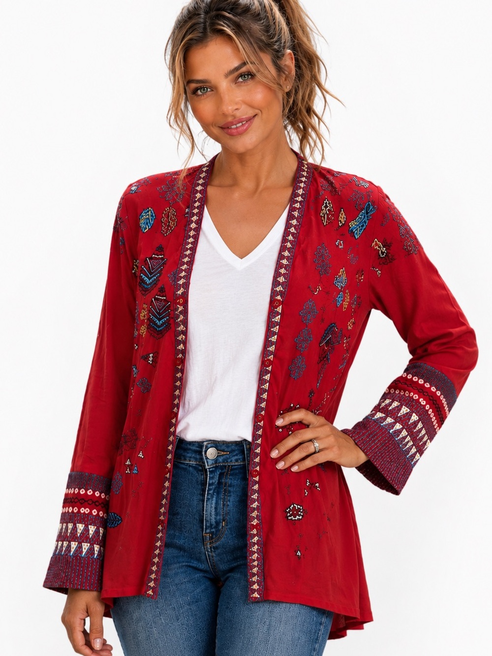 Johnny Was BIYA silk heavily embroidered, "Reverie" 
Blouse NWT (oversized)